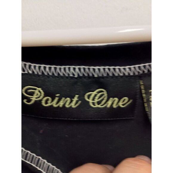 Vintage 90s Point One Womens BOHO Maxi Dress  XL Black White Embroidered Floral - Picture 4 of 8